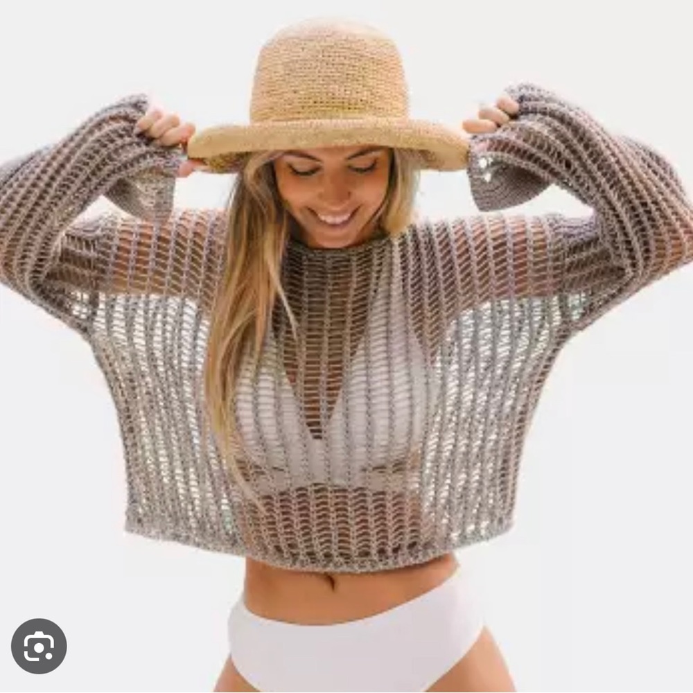 Cupshe Taupe Open-Knit Cropped Sweater